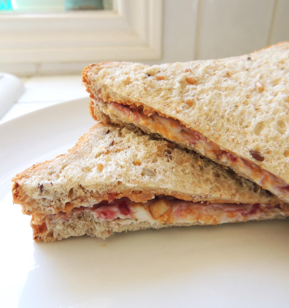 Peanut Butter, Raspberry Jam & Cream Cheese Sandwich | Living Healthy in Seattle