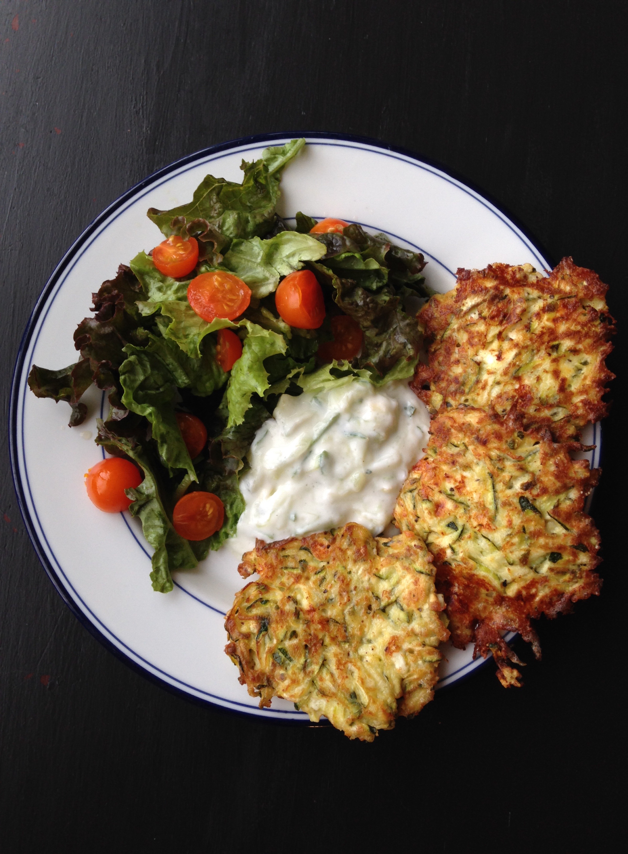 Zucchini Pancakes with Cucumber Mint Yogurt Sauce | Living Healthy in Seattle