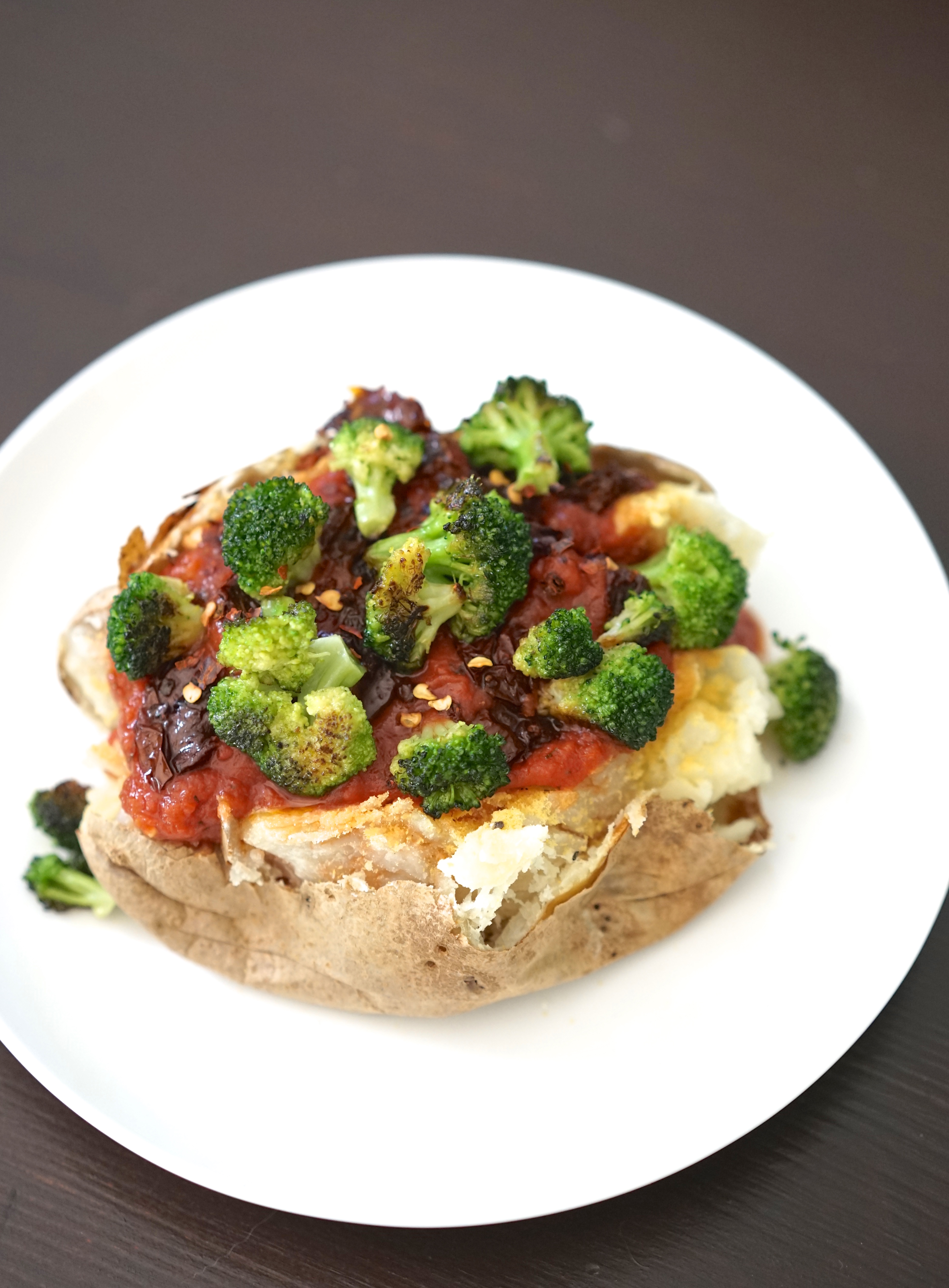 Vegan Baked Potato with Broccoli & Marinara | Living Healthy in Seattle