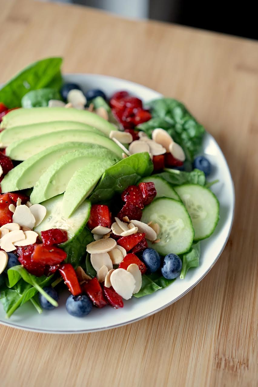 Spinach Salad with Berries, Avocado & Toasted Almonds | Living Healthy in Seattle