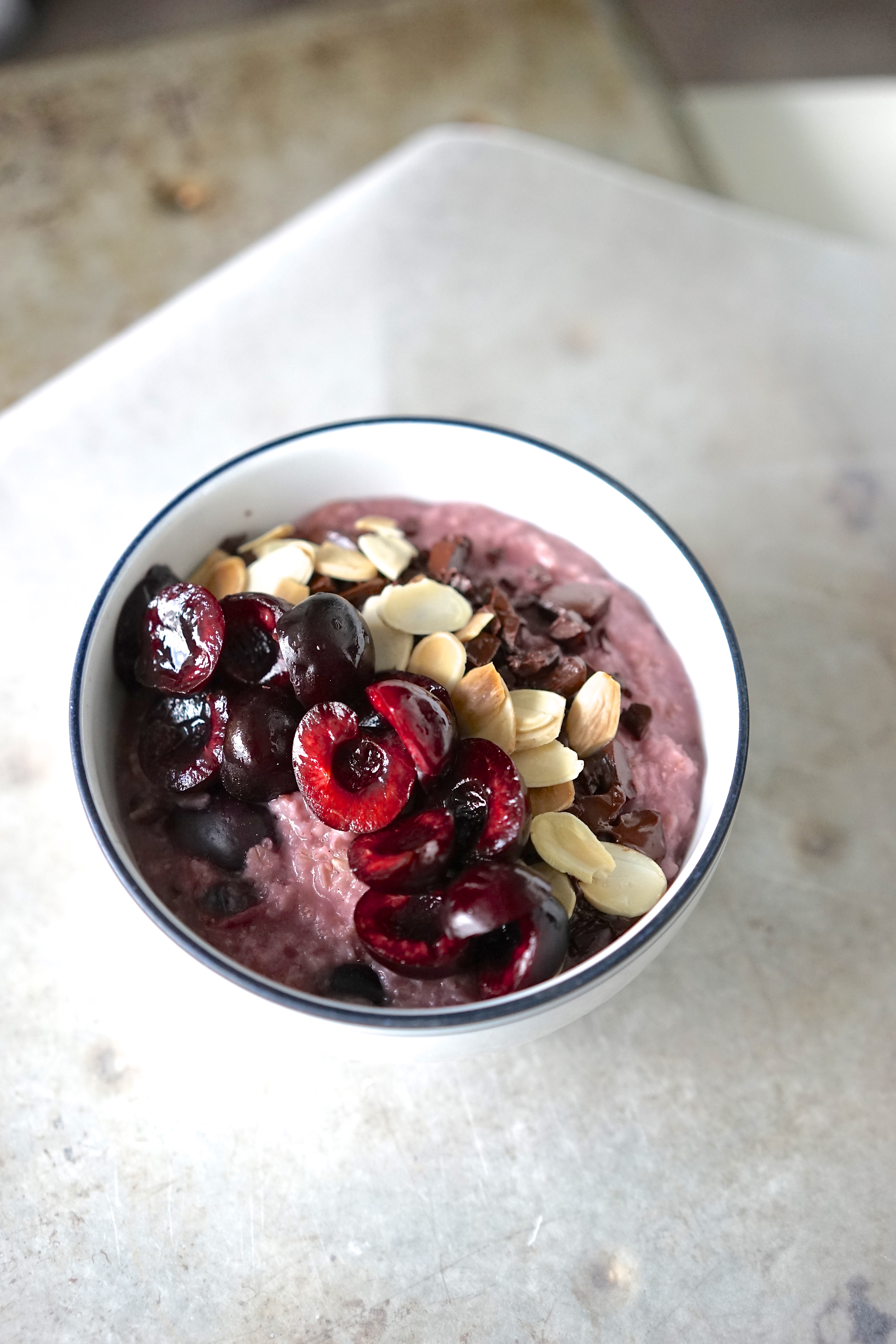 Cherry Oatmeal with Dark Chocolate & Almonds | Living Healthy in Seattle
