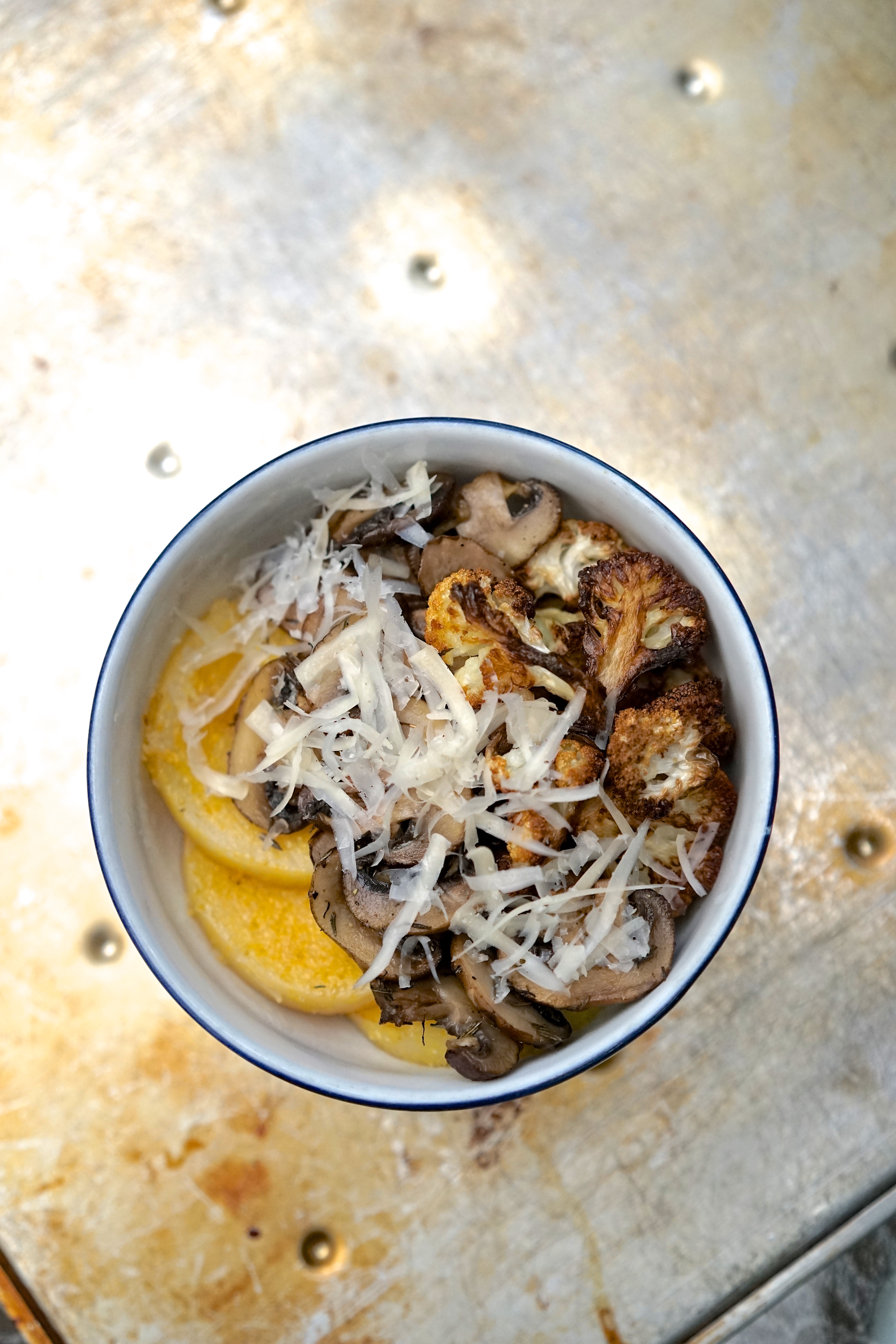 Polenta with Roasted Cauliflower, Sautéed Mushrooms & Thyme | Living Healthy in Seattle