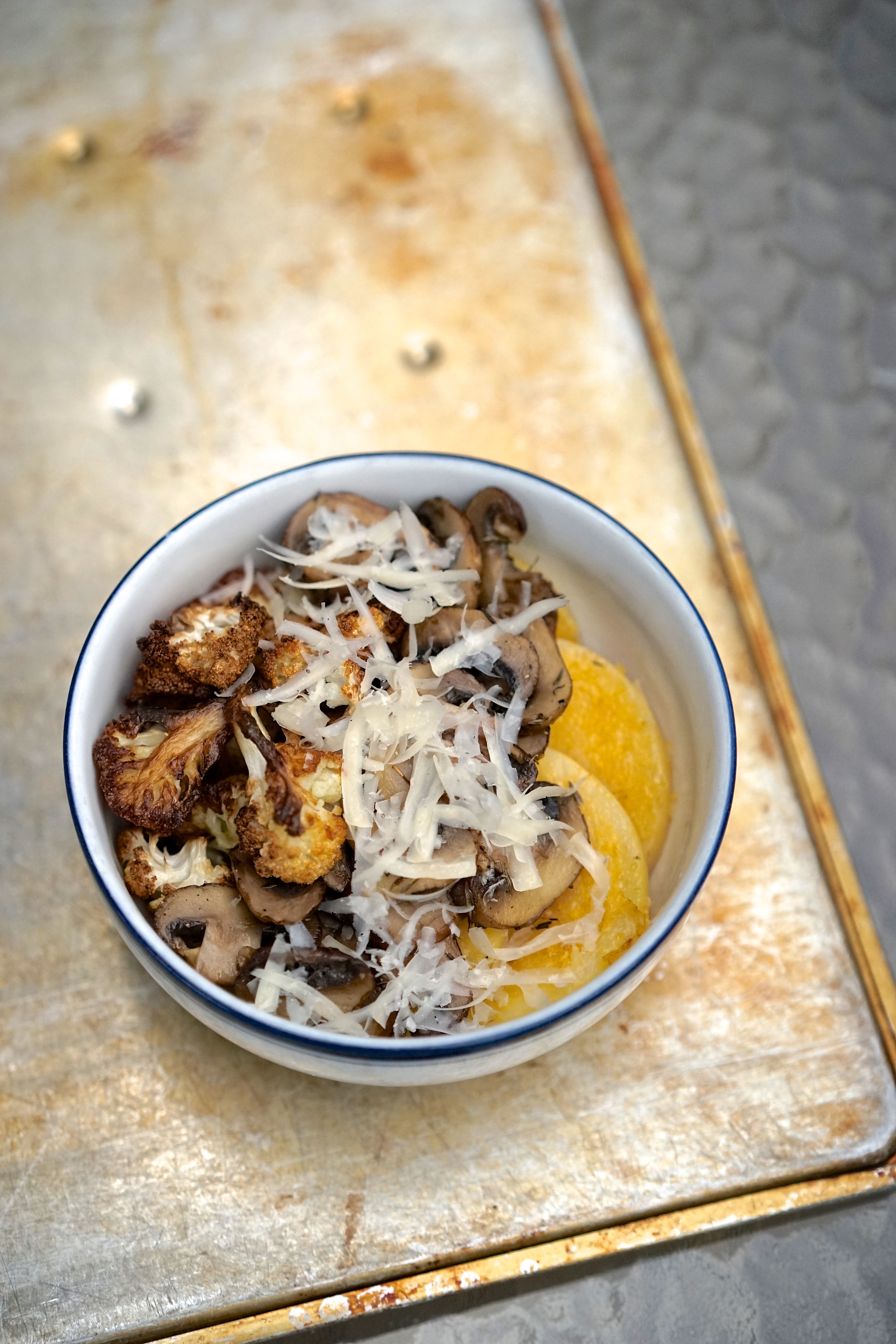 Polenta with Roasted Cauliflower, Sautéed Mushrooms & Thyme | Living Healthy in Seattle