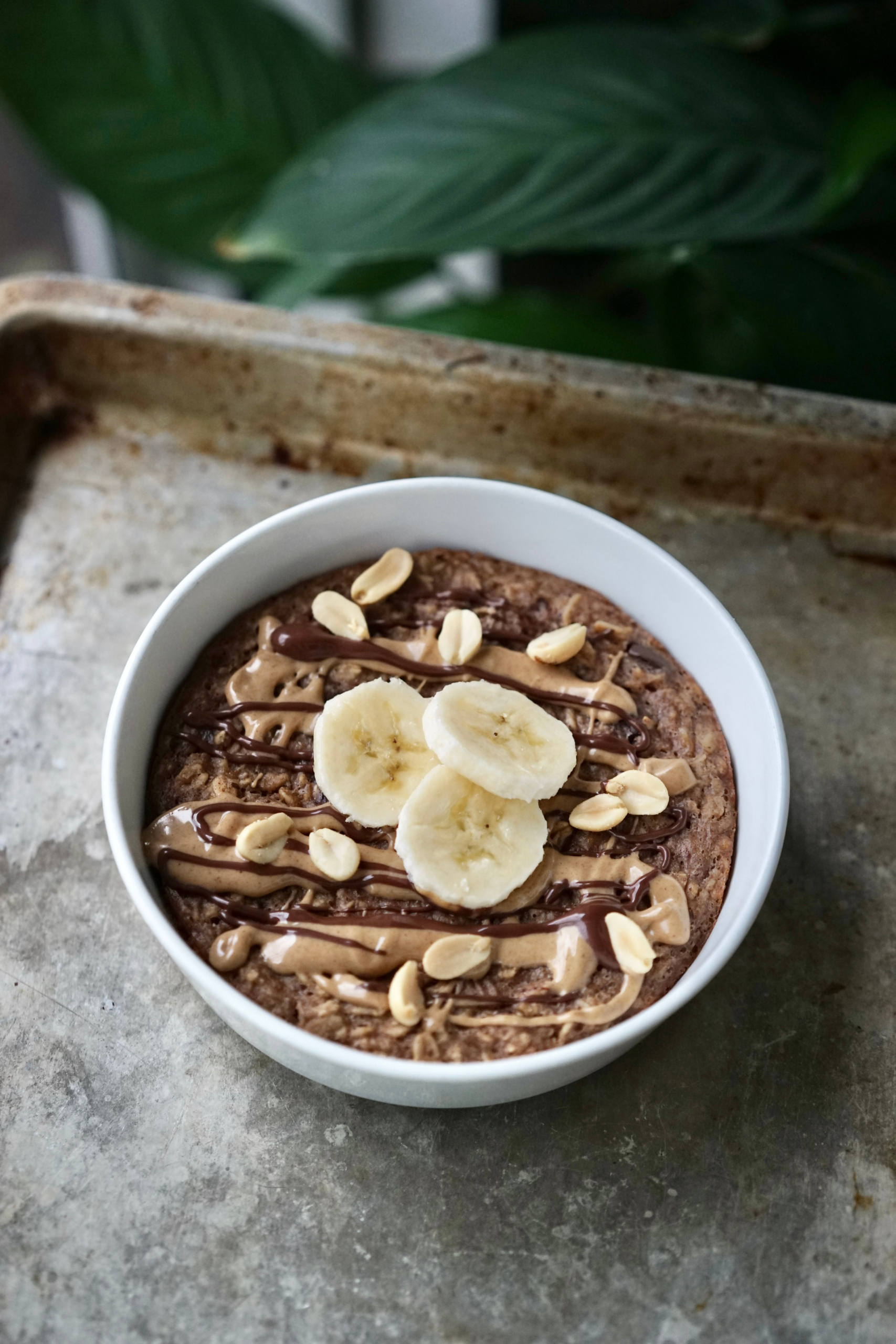 Baked Vegan Peanut Butter Banana Chocolate Chunk Oatmeal | Living Healthy in Seattle