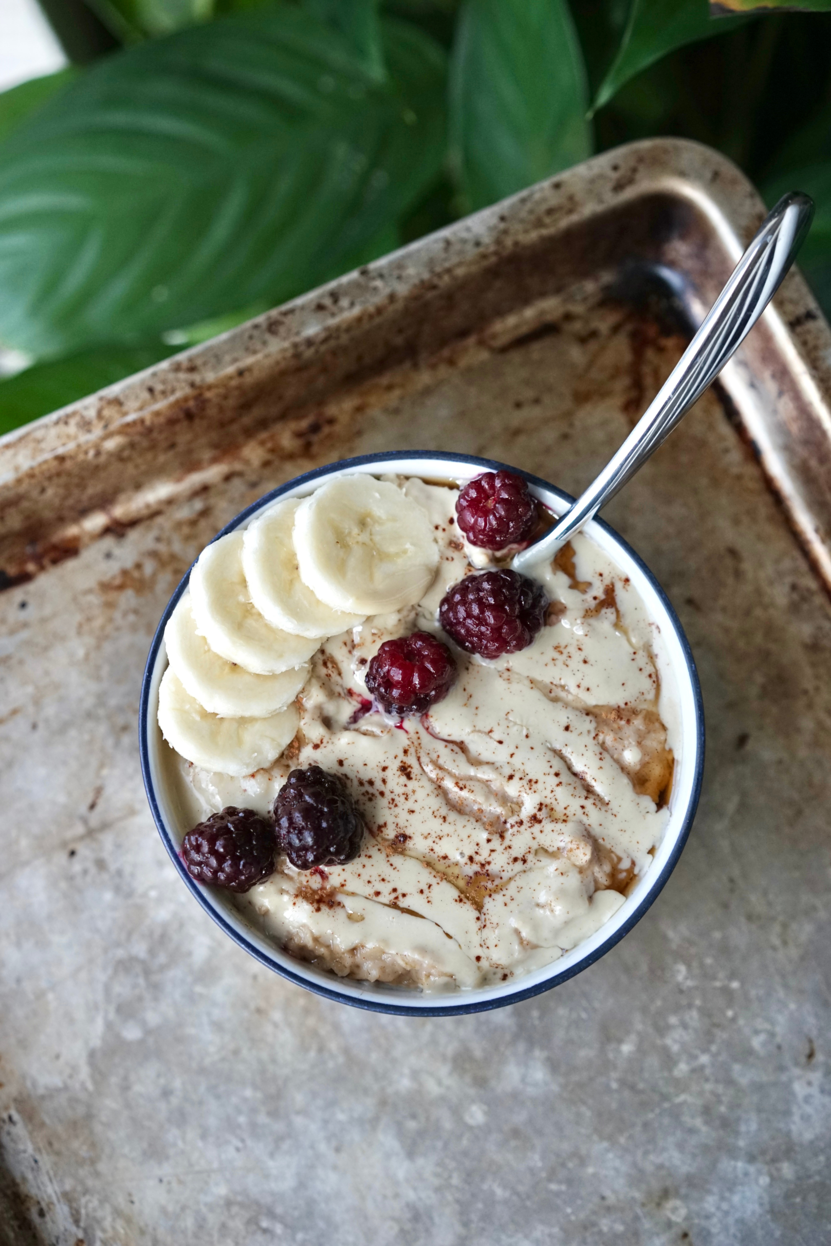 Maple Tahini Date Oatmeal with Cinnamon | Living Healthy in Seattle