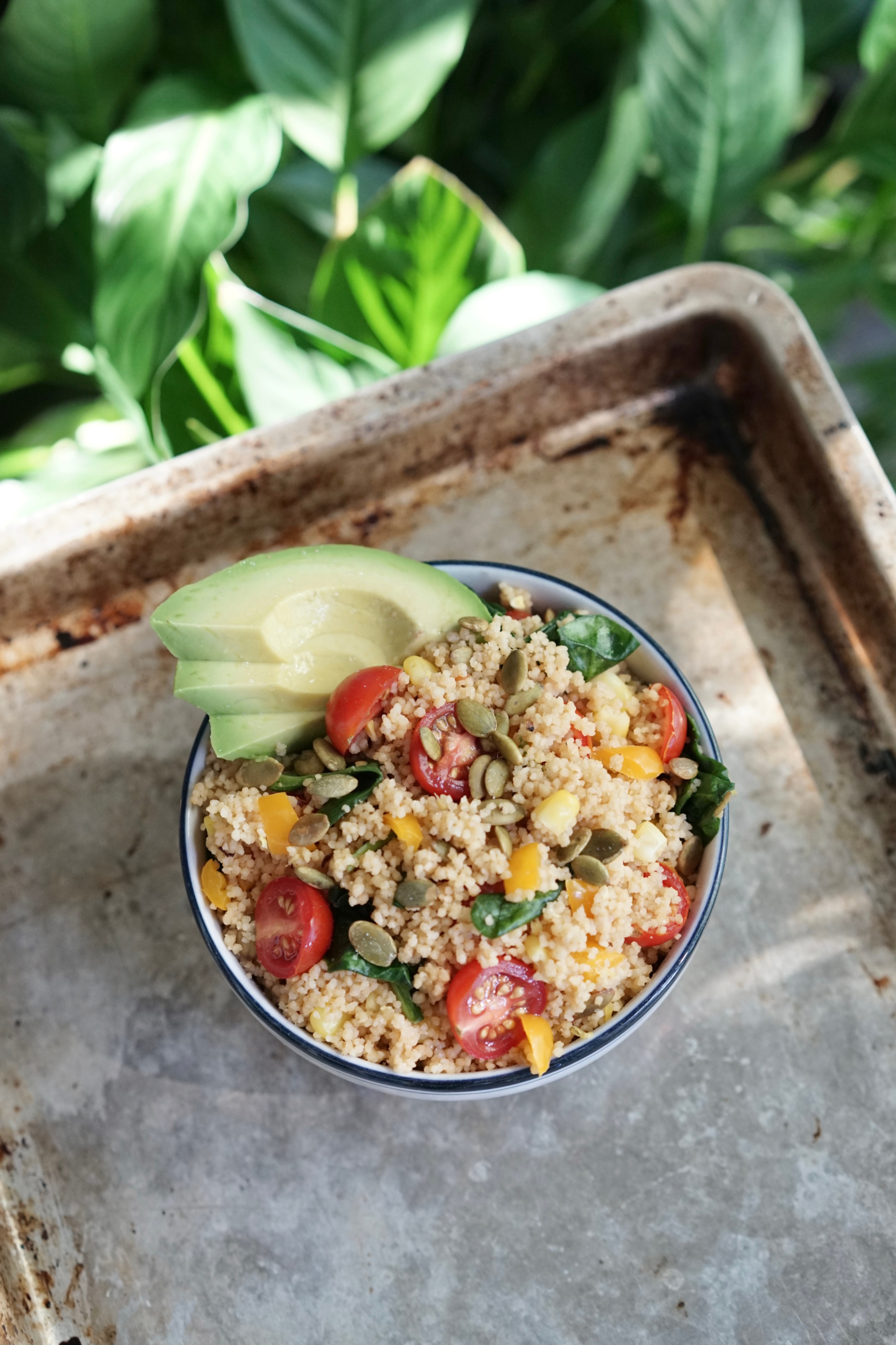 Couscous with Summer Veggies, Avocado & Hummus | Living Healthy in Seattle