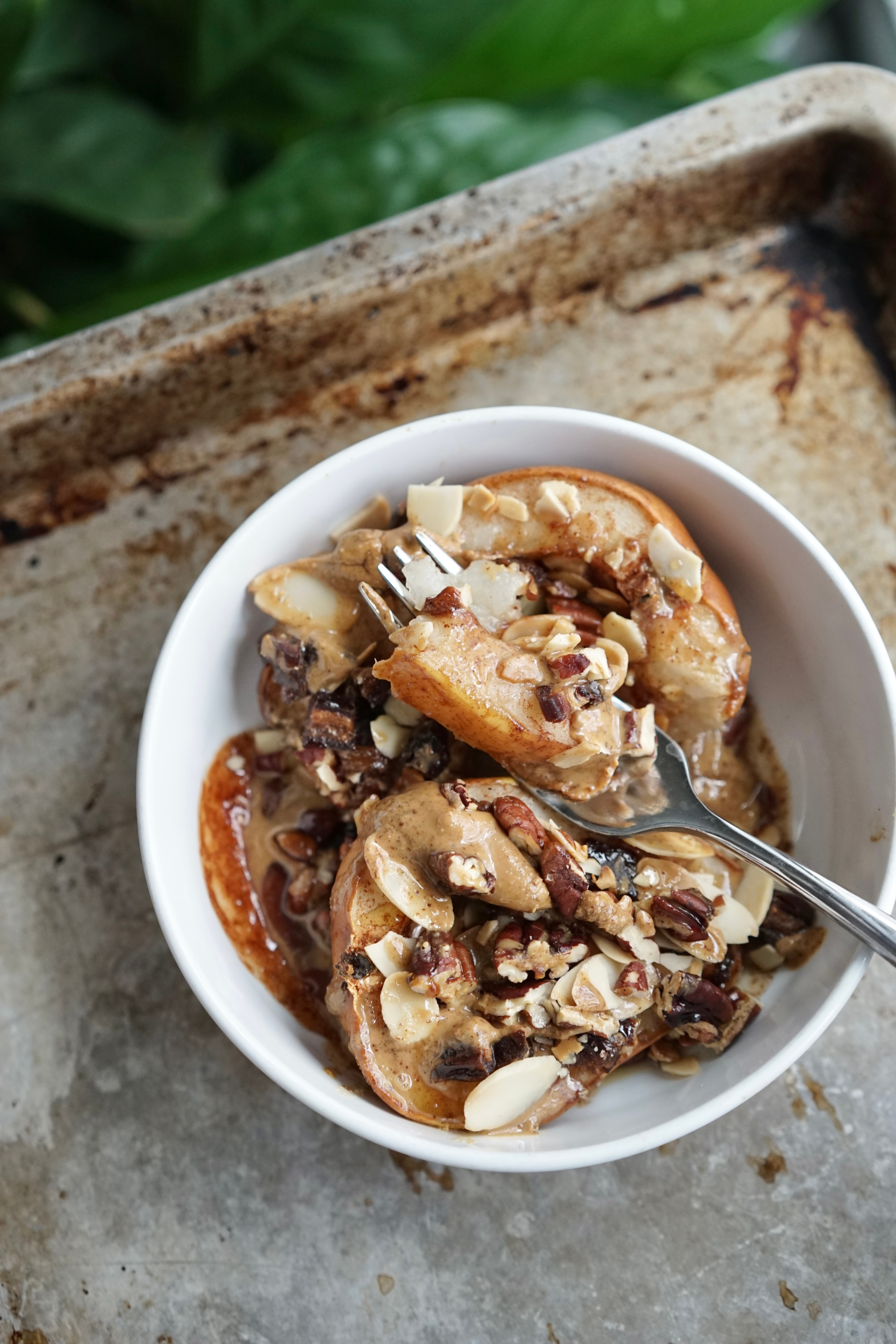 Cinnamon Maple Baked Pear with Pecans & Almonds | Living Healthy in Seattle