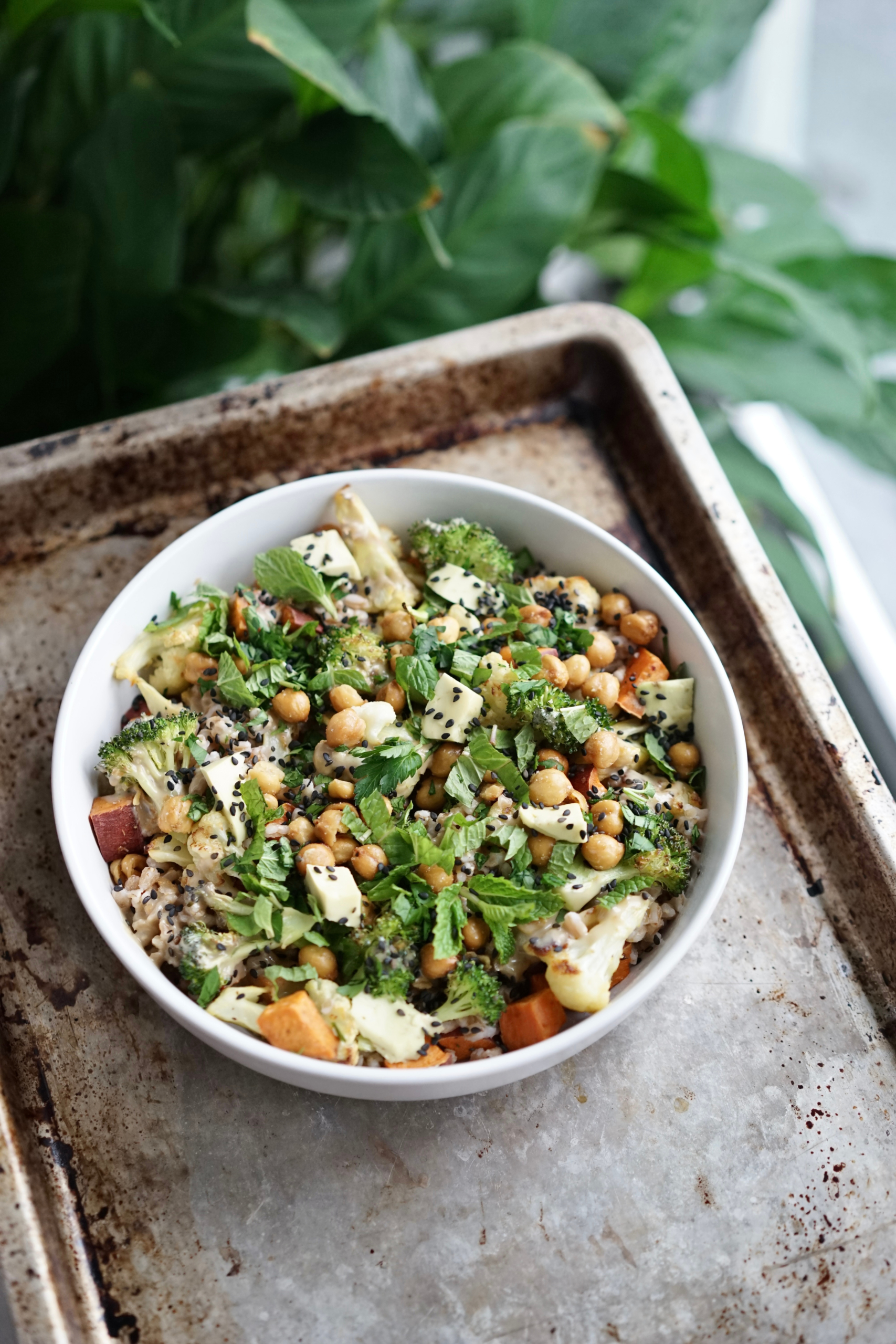 Roasted Veggie Farro Bowls with Avocado & Tahini | Living Healthy in Seattle