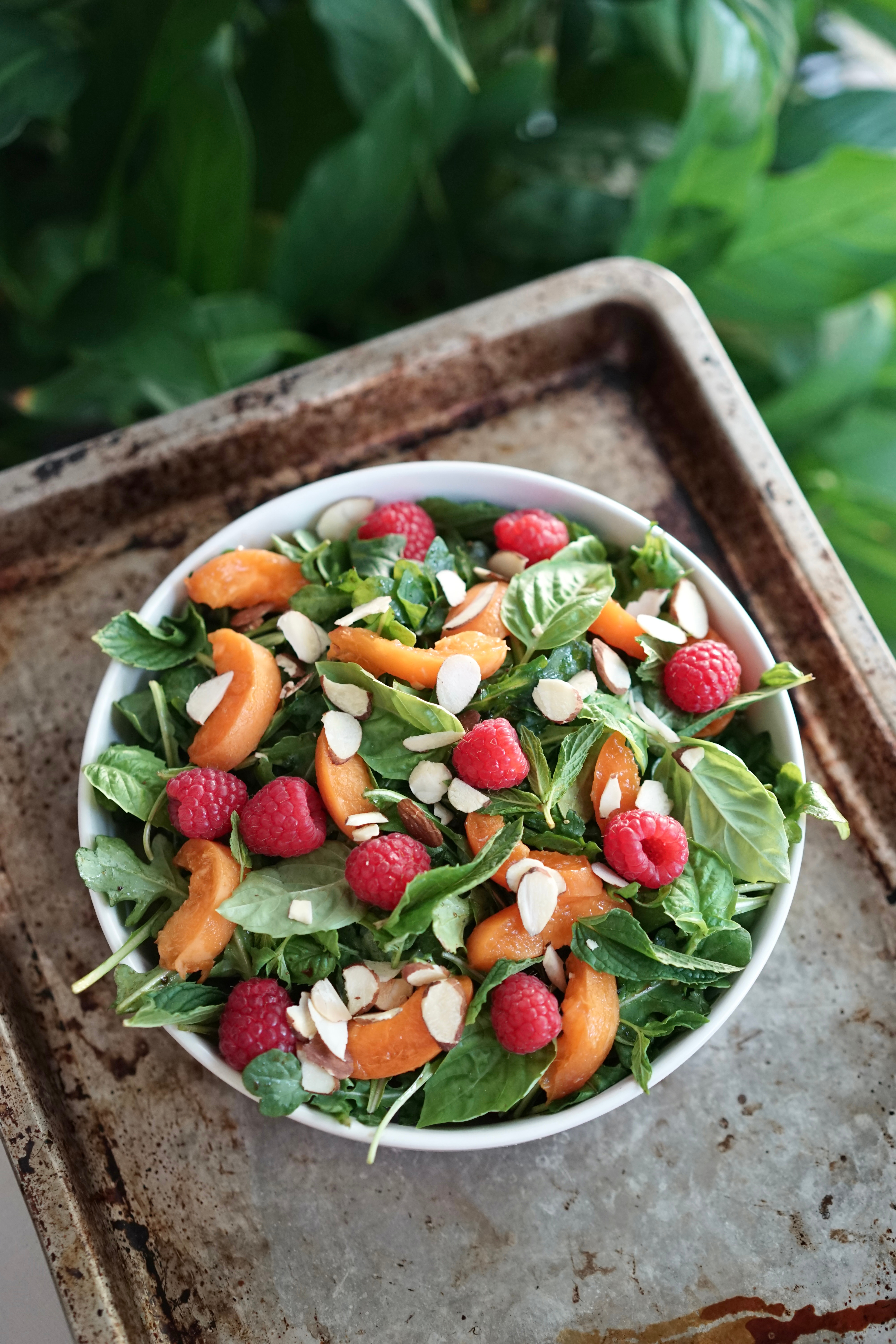 Raspberry Apricot Arugula Salad with Basil & Mint | Living Healthy in Seattle
