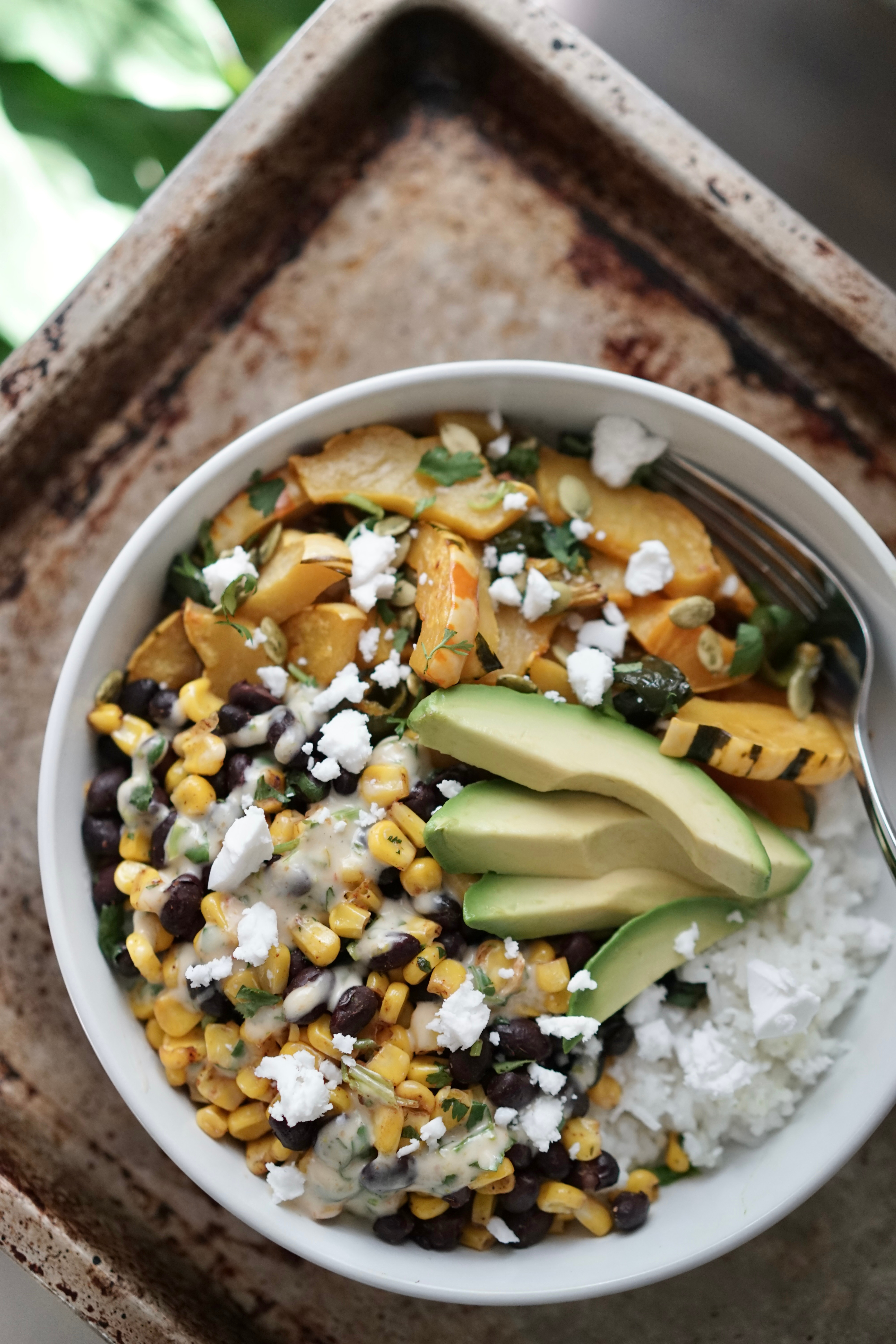 Poblano Squash Black Bean & Corn Burrito Bowl | Living Healthy in Seattle