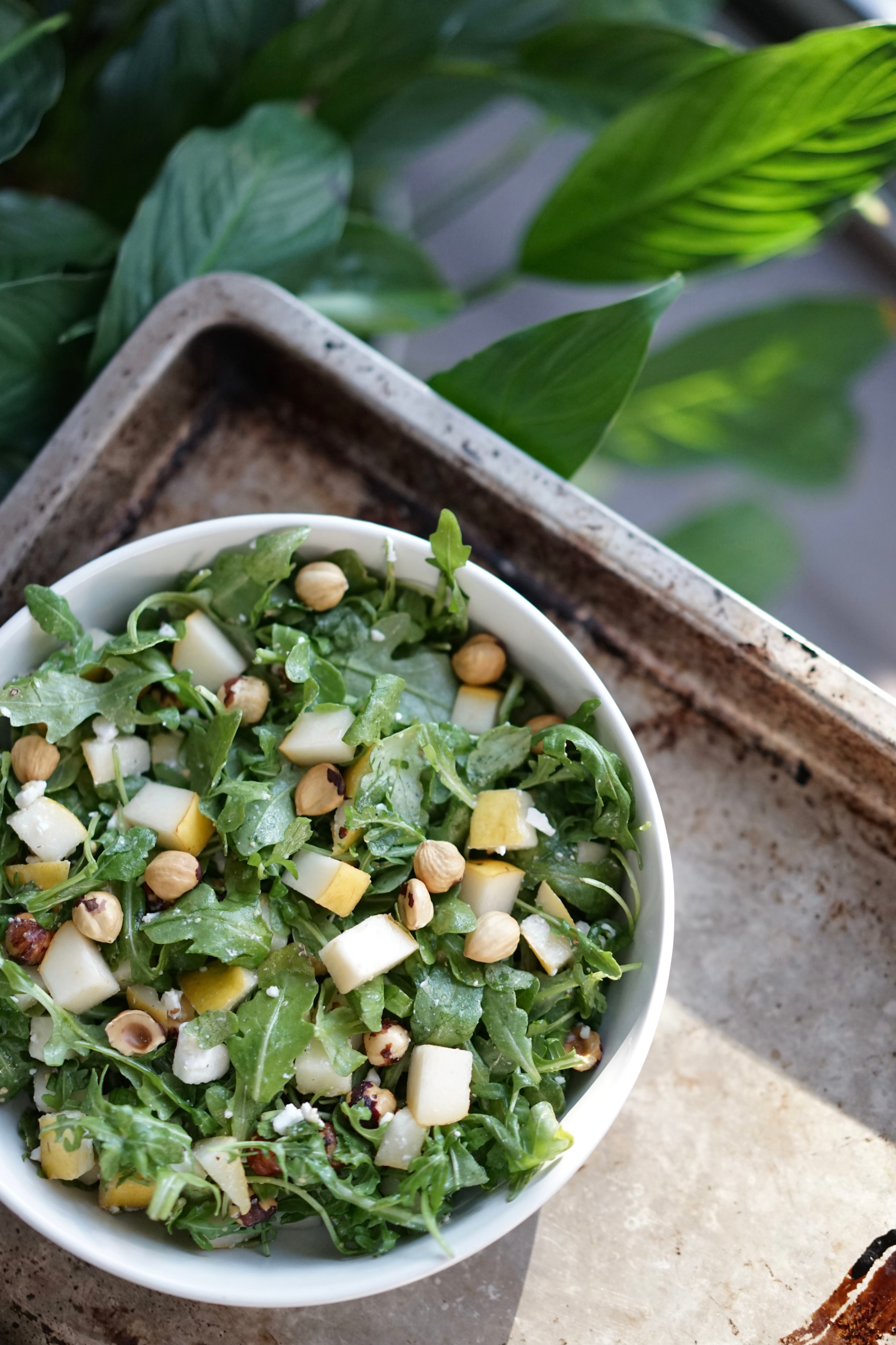 Arugula Pear Salad with Hazelnuts & Stone Ground Mustard Vinaigrette | Living Healthy in Seattle