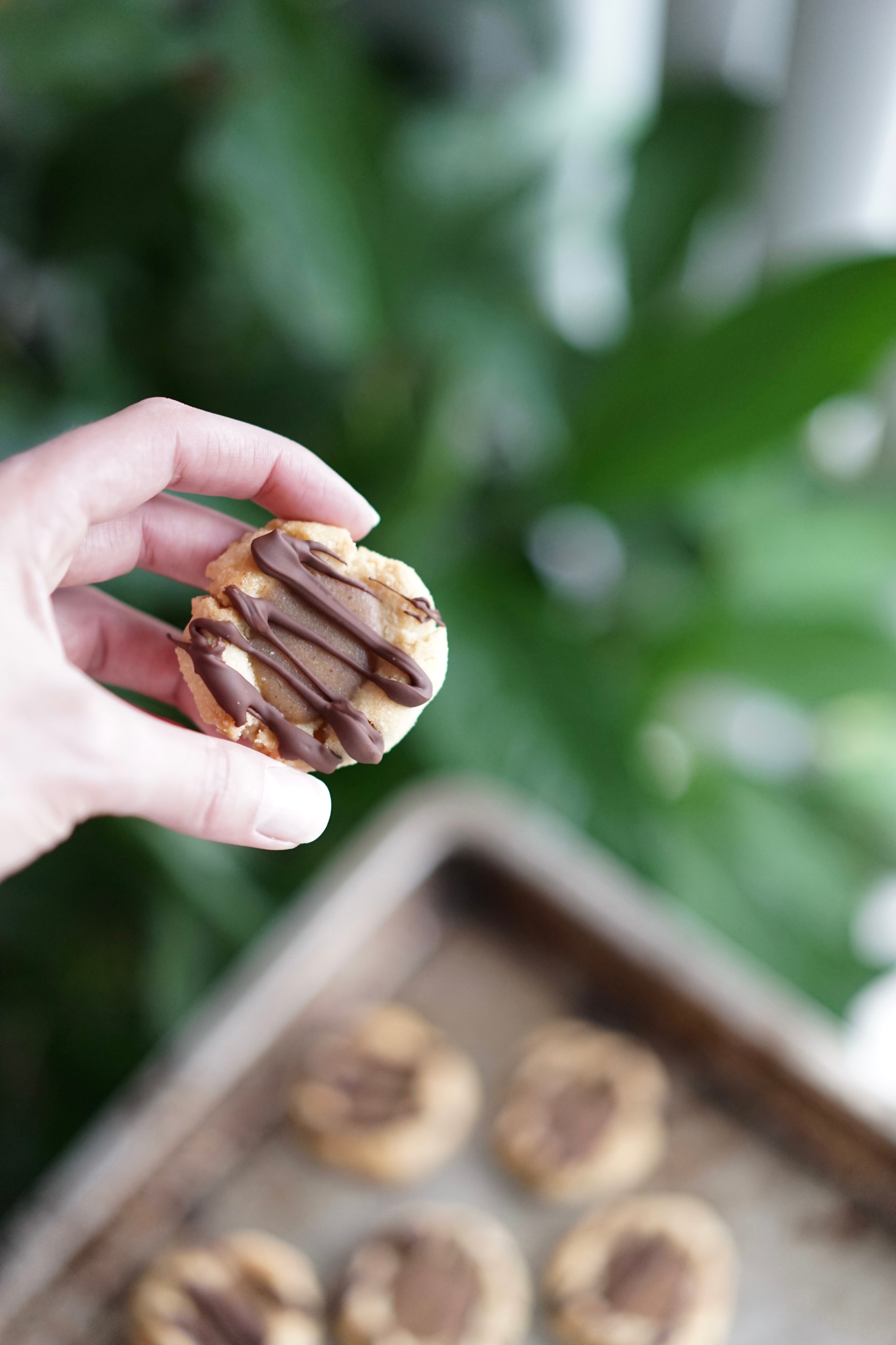 Vegan Coconut Almond Caramel Thumbprint Cookies | Living Healthy in Seattle